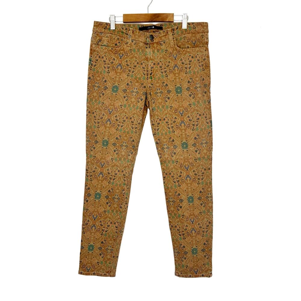 Joe's Jeans Tan Floral Brocade High Water Skinny Jeans Womens 30 Made in USA